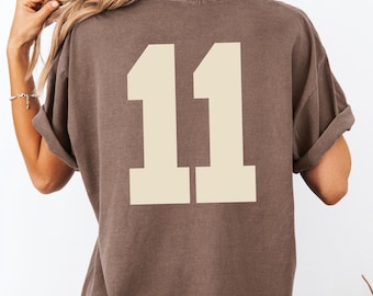 Comfort Colors® Benutzerdefiniertes Nummern-Shirt, benutzerdefiniertes Fußball-Shirt, benutzerdefiniertes Schul-Team-T-Shirt, benutzerdefiniertes Fußball-Shirt, personalisiertes Nummer-Shirt