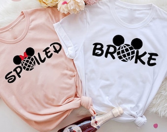 Magliette da viaggio abbinate Spoiled Broke, maglietta per le vacanze in famiglia, maglietta per il viaggio in famiglia, magliette da viaggio abbinate papà e mamma