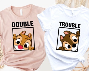 Chip And Dale Shirt, Double Trouble Shirt, Disney Couple Shirts, Disney Matching Shirts, Disney Valentines Shirt, Disney Honeymoon Shirt