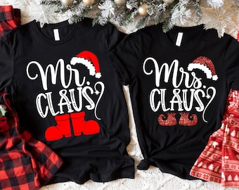 Camisa de Papá Noel para parejas, sudadera navideña, suéter navideño a juego, camisa navideña para parejas