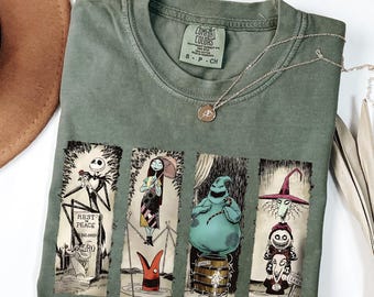 Camiseta Comfort Colors® de Pesadilla antes de Navidad, camiseta de Jack Sally Zero, camiseta de Halloween Boogieman, camiseta de Boogie's Boys, Halloween aterrador