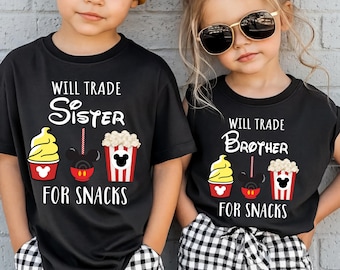 Will Trade Sister For Snacks Shirt, Will Trade Brother For Snack Sweatshirt, Siblings Snacks Shirt, Family Snacking Drinking Tour Tee