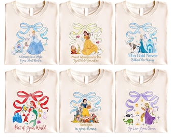 Princess Coquette Shirt, Princess Quotes Tee, Cinderella Belle Elsa Ariel Snow White Rapunzel Shirt,  World Family Trip Shirt