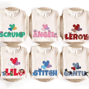 Stitch Disney Shirt, Lilo and Stitch Characters Sweatshirt, Stitch Angel Balloon Shirt, Kids Disneyland Tee, Disney Squad Group Shirt