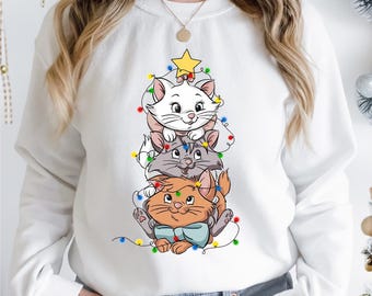 T-shirt de Noël Aristochats, T-shirt assorti Aristochats, T-shirt chat de Noël, T-shirt Marie de Disneyland, T-shirt de Noël pour meilleures amies