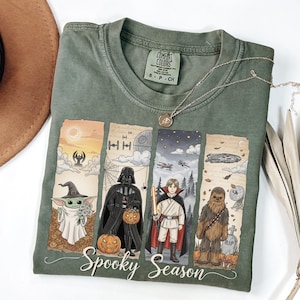 Comfort Colors® Star Wars Spooky Season Shirt, Vintage Star Wars Halloween Tee, Galaxy&#39;s Edge Tee, Star Wars Thanksgiving Shirts