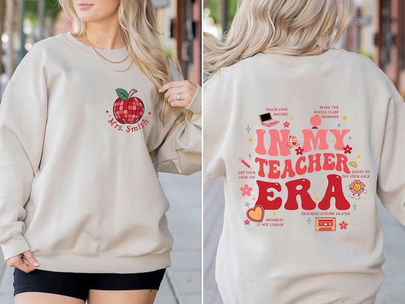 Moletom personalizado "Na minha época de professor", Moletom com nome personalizado para professor, Camiseta "Na época de professor", Moletom para professor do primeiro ano, Volta às aulas imagem 1