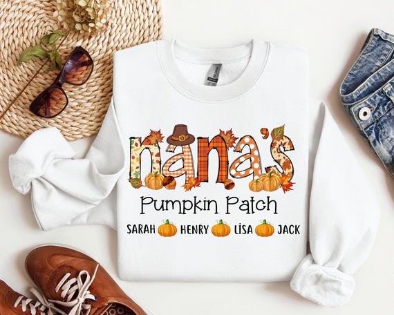 Thanksgiving Nana Shirt, Thankful Grandma Shirt, Thanksgiving Mimi Shirt, Pumpkin Mom Shirt, Custom Grandma Pumpkin Patch Shirt