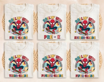 Rolling Into Pre-K Shirt, Spider First Day Of School Tee, Back To School Shirt, Preschool Student Tee