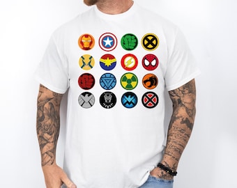 Vintage   Shirt,  Superhero T-shirt,  Icons Tee, Super Hero Family Trip Shirt,  Superhero Logos Sweater