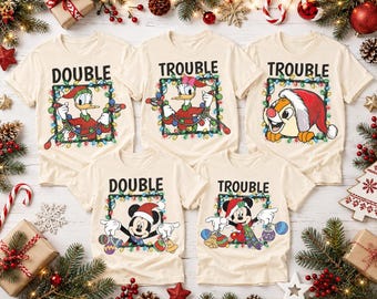 Merry Christmas Shirt, Double Trouble T-shirt, Christmas Matching Tee, Xmas  Couple Sweatshirt