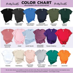 the color chart for a women's t - shirt