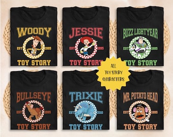 Toy Story Charaktere Shirt, Slinky Hund Woody Buzz Jessie Bo Peep Bullseye Rex Forky Sweatshirt, Toy Story Passendes Familien-T-Shirt