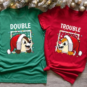 Chip & Dale Mickey And Co Double Trouble Christmas Shirt, Christmas Family Vacation T-shirt, Christmas Tree Farm Sweater