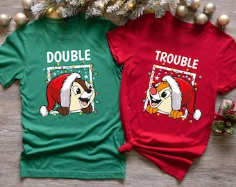 Chip & Dale Mickey And Co Double Trouble Christmas Shirt, Christmas Family Vacation T-shirt, Christmas Tree Farm Sweater