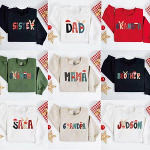 Family Christmas Sweatshirt, Matching Family Xmas, Family PJ Shirts, Matching Christmas Shirts, Reindeer Letters Christmas Hoodie
