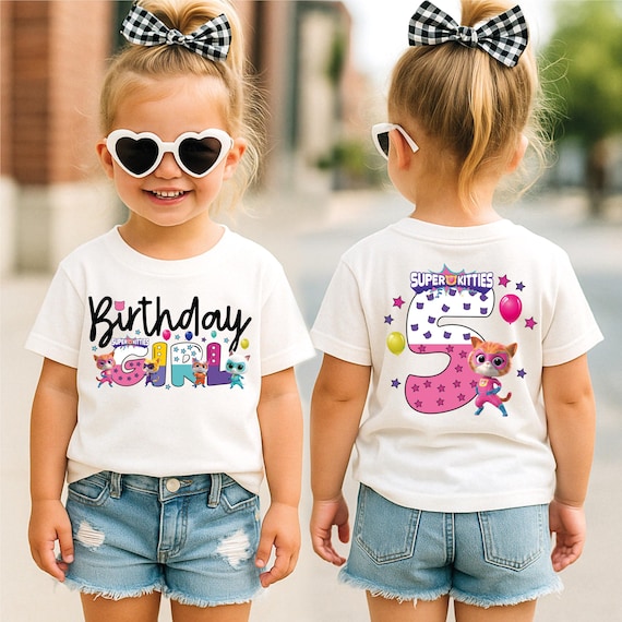 Cats Birthday Girl Shirt, Cute Cat Tee, Toddler Birthday T-Shirt, Kids Party Shirt, Kitten Birthday Outfit, Girls Birthday Sweatshirt