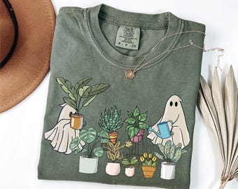 Comfort Colors® Gartengeister Shirt, Halloween Süßes Geist T-Shirt, Pflanzenliebhaber Shirt, Gartengeist T-Shirt, Gärtnerin Shirt für die gruselige Saison