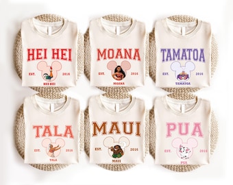Princess Moana Characters Shirt, Hei Hei Shirt,  Besties Shirt, Girls Moana Pua,  Trip Matching Shirt, Moana Birthday