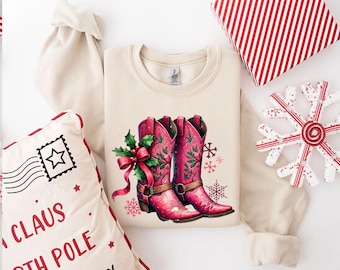 Western Christmas Girl Shirt, Christmas Cowgirl Shirt, Retro Christmas Cowboy Shirt, Xmas Western Gifts, Country Gril Christmas Shirt