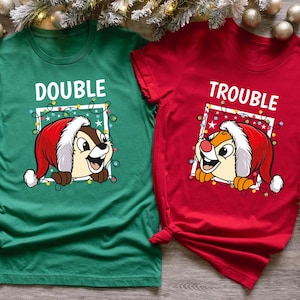 Chip & Dale Double Trouble Disney Christmas Shirt, Christmas Disney Family Vacation T-shirt, Chipmunks Gifts, Christmas Tree Farm