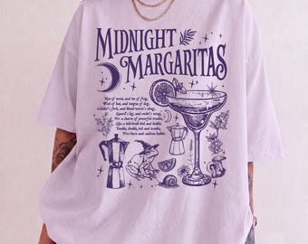 Vintage Midnight Margaritas Shirt, Comfort Colors® Tequila Girls Night Shirt, Spooky Season Drinking Tee