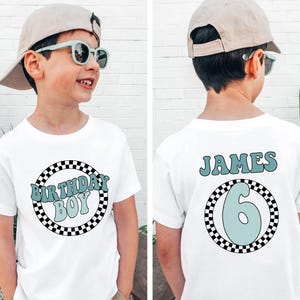 Geburtstagsjunge Shirt, Boxenrennen Geburtstagskind T-Shirt, Benutzerdefinierte Geburtstagsjunge Shirt, 1. Geburtstag Shirt, Geburtstagskind Shirt, Jungen-Geburtstags-Party-Shirt