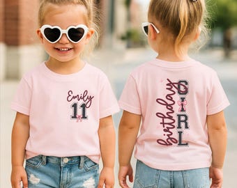 Custom Birthday Girl T-shirt, Birthday Party Tee, Coquette Birthday Bow Hoodie, Family Birthday Sweater