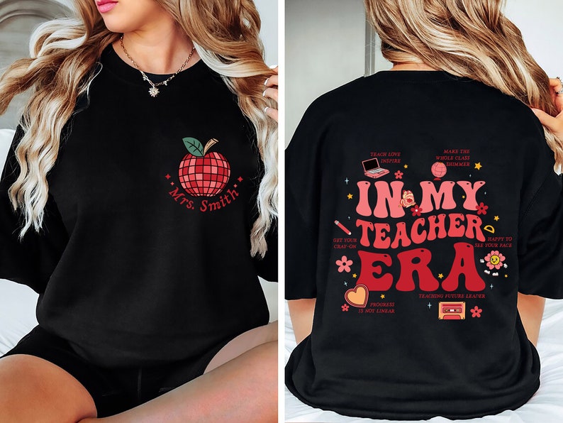 Moletom personalizado "Na minha época de professor", Moletom com nome personalizado para professor, Camiseta "Na época de professor", Moletom para professor do primeiro ano, Volta às aulas imagem 2
