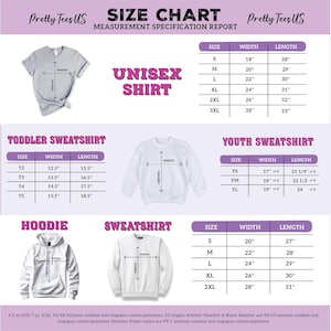 the size chart for a sweatshirt