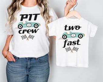 Raceauto verjaardag shirt, 2e verjaardag shirt, aangepaste pit crew shirts, bijpassende familie verjaardagsshirt, feestvarken tee, pit crew verjaardagsshirt
