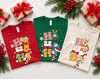Winnie The Pooh Christmas Shirt, Disney  Ho Ho Ho Pooh Piglet Tigger Eeyore Sweatshirt, Disneyland Christmas Matching Tee