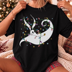 Christmas Ghost Dog Shirt, Zero Dog Sweatshirt, Spooky Christmas Tee, Ghost Christmas Graphic Crewneck
