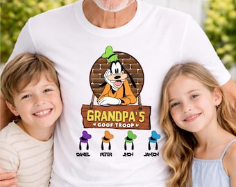 Grandpa's Goof Troop Shirt, Custom Disney Grandpa Shirt, Grandkids Name Hoodie, Disneyland Vacation Tee, Family Trip Sweater, Papa Gift Tee