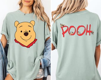 Comfort Colors® Big Face Pooh Bear Shirt,  Family Trip Shirt, Pooh With Bees Tee, Family Vacation Trip Shirt