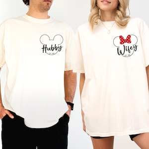 Mickey Head Wifey Hubby Honeymoon T-shirt, Mr Mrs Couple Matching Shirts, Wife Husband Tee, Disney Couples Vacation Shirts