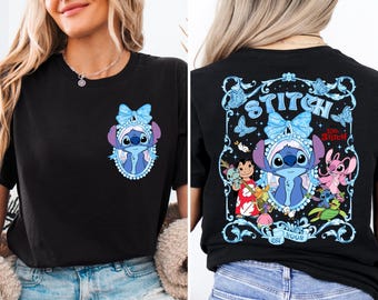 Koszulka Disney Coquette Stitch, koszulka Lilo i Stich Est 2002, koszulka WDW Family Vacation, koszulki Disneyland Family Trip