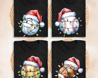 Matching Sports Christmas Shirt, Santa Ball Sweatshirt, Christmas Light Hoodie, Winter Sport Tee