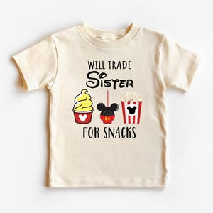 Will Trade Sister For Snacks Shirt, Will Trade Brother For Snack Sweatshirt, Siblings Snacks Shirt, Family Snacking Drinking Tour Tee image 3
