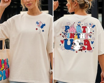 Chemise fête aux États-Unis, chemise voyage 4 juillet en Californie, t-shirt jour de l'indépendance, sweat-shirt Mickey et ses amis Memorial Day, t-shirt feux d'artifice USA