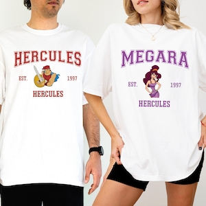 a man and a woman wearing t - shirts with the word mercules on