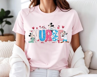 Disney Nurse Characters Shirt, Disney Nurse T-shirt, Nursing School Student Gift, Nurse Week Tee, Gift For Nurse