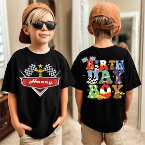 Benutzerdefinierter Name Disney Cars Geburtstagsjunge Shirt, Disney Familien-Geburtstagsfeier Shirt, Lightning McQueen Geburtstagsjunge Shirt, zwei schnelle Geburtstags-T-Shirts