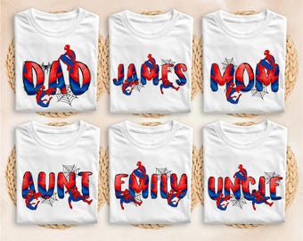 Spider-Man Custom Name T-Shirt, Spider Family Shirt, Spider Birthday Boy Tee, Personalized Spider Sweater
