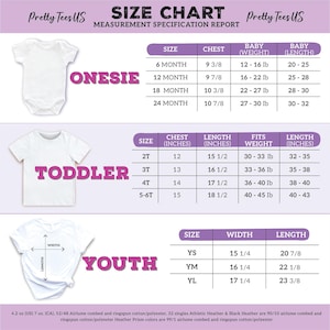 the size chart for a baby's bodysuit