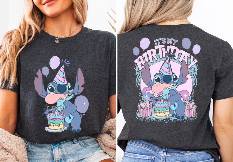 a woman wearing a t - shirt that says it's my birthday