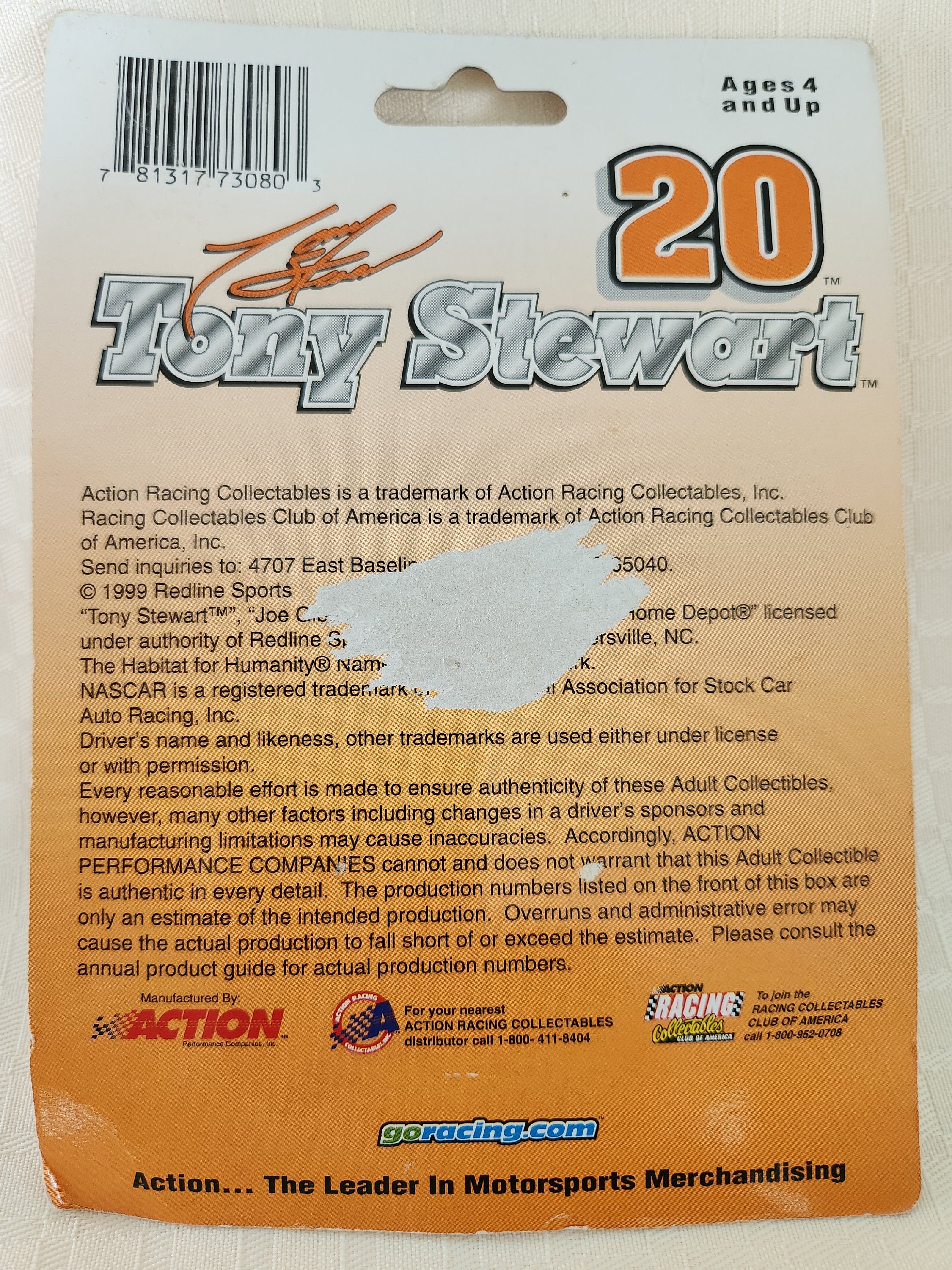 Vintage 1999 Action Racing Collectables Limited Edition Tony Stewart ...