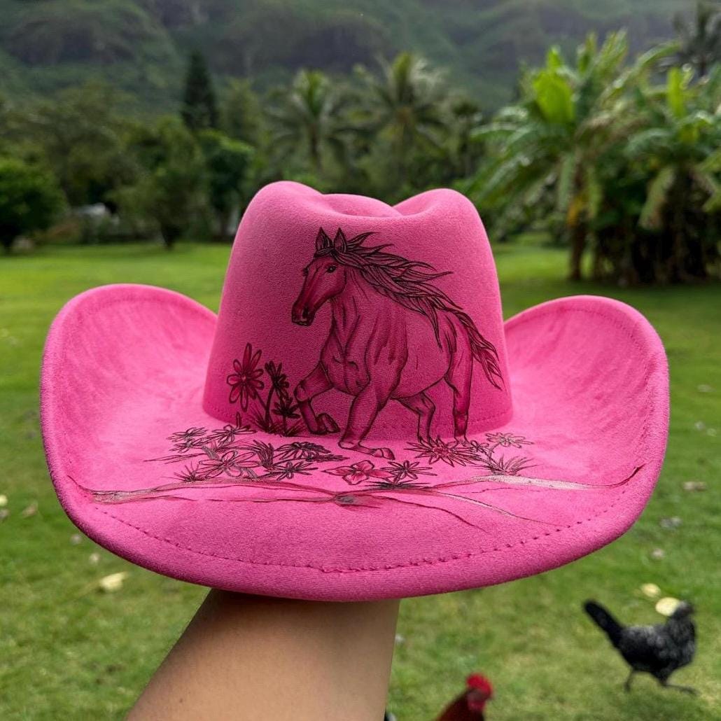 Western Pink Cowgirl Hat Suede - Etsy display picture 1