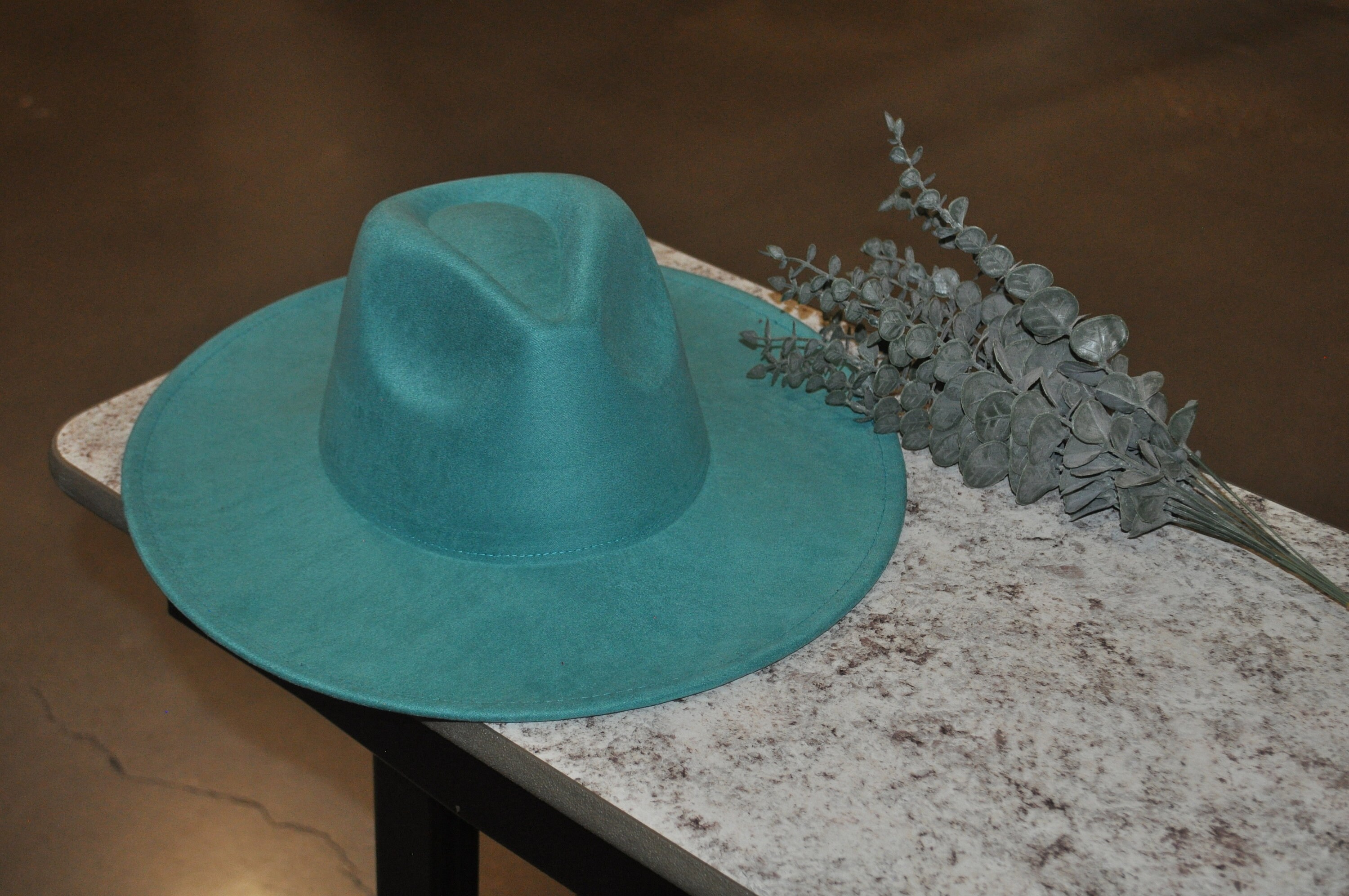 Teal Suede Fedora: Customizable With Hand Burn Design  display picture 3