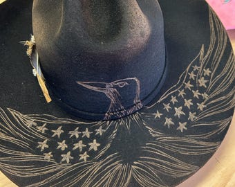Custom Hand-burned Wool Cowboy Hat – Personalized Distressed  display picture 3